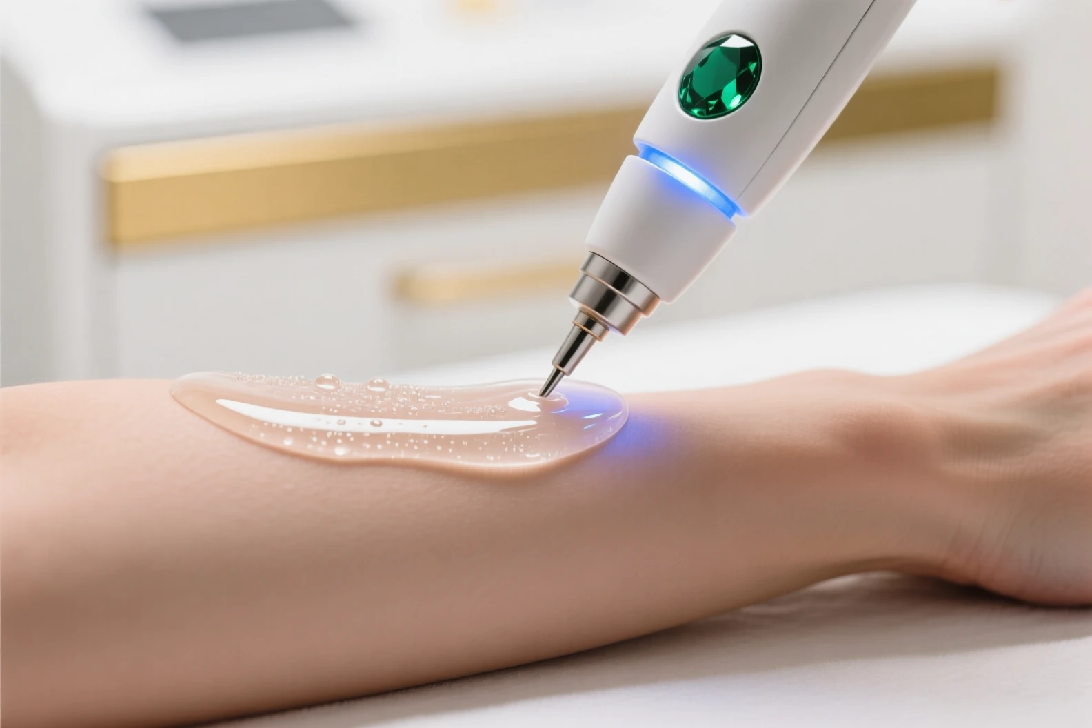 «سیستم خنک‌کننده و ژل شفاف دستگاه لیزر الکساندرایت برای کاهش درد و افزایش راحتی درمان»